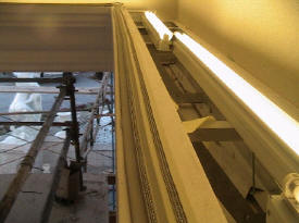 Close up of shock track inside casino recessed lights