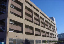 Parking garge that was netted all away around with netting to exclude the pigeons from nesting