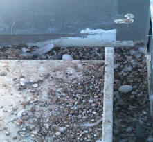 Pigeon eggs and nests in a rain gutter