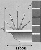 Side profile bird control spike on ledge - cross section